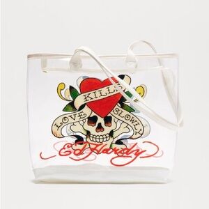 Ed Hardy Clear Tote with Red and White Design